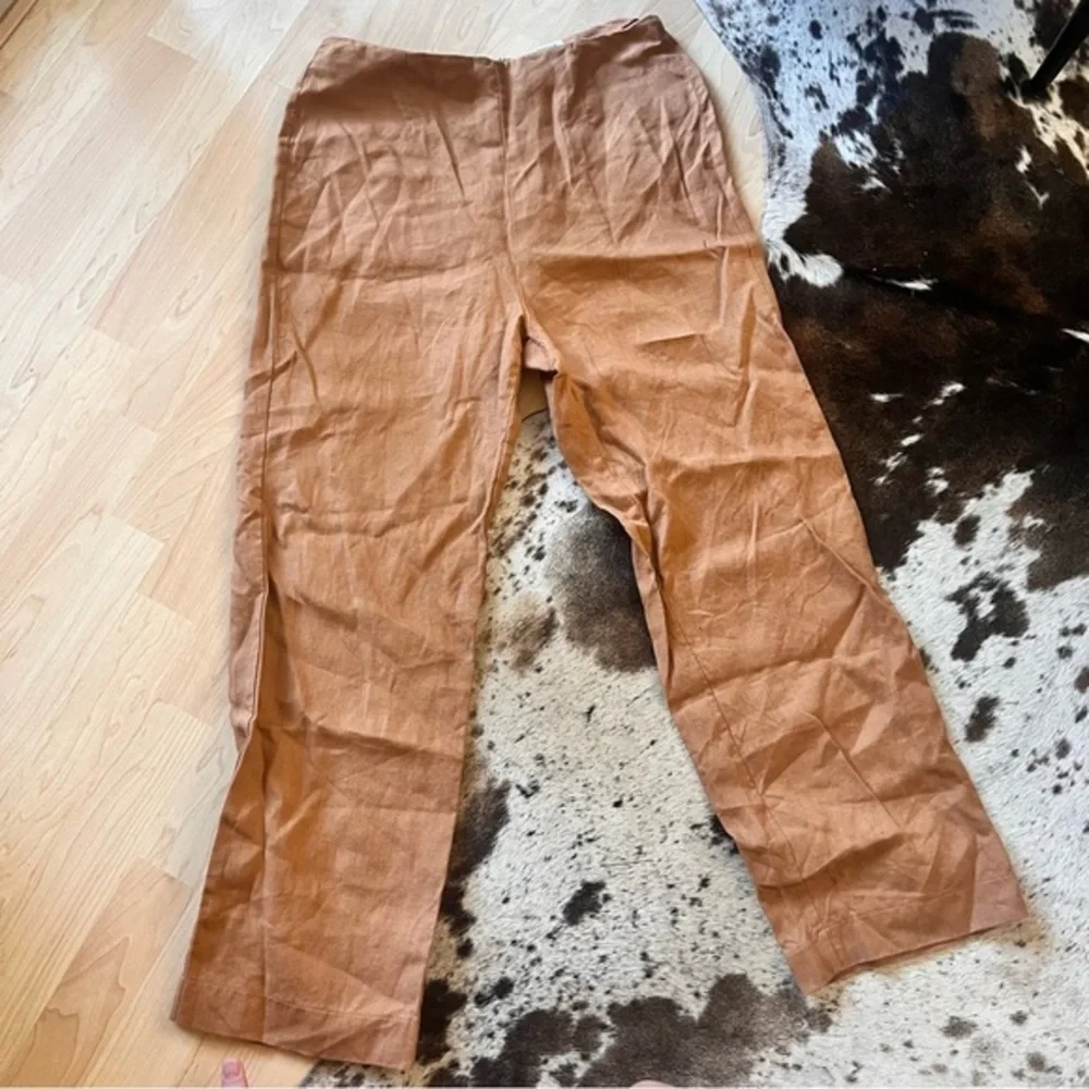 REFORMATION Brown Justin‎ 100% Linen Trouser Pant Size 8